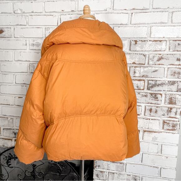 Gentle Herd Spice Orange Down Filled Short Quilted Retro Puffer Jacket Coat NWT - Picture 6 of 12